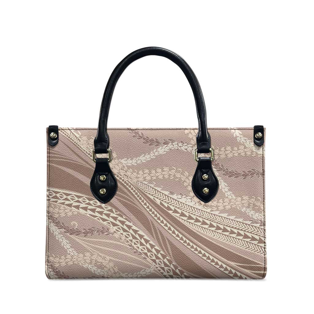 Polynesian Puakeniken Pikake Twisted Lei Leather Bag Beige - Polynesian Pride