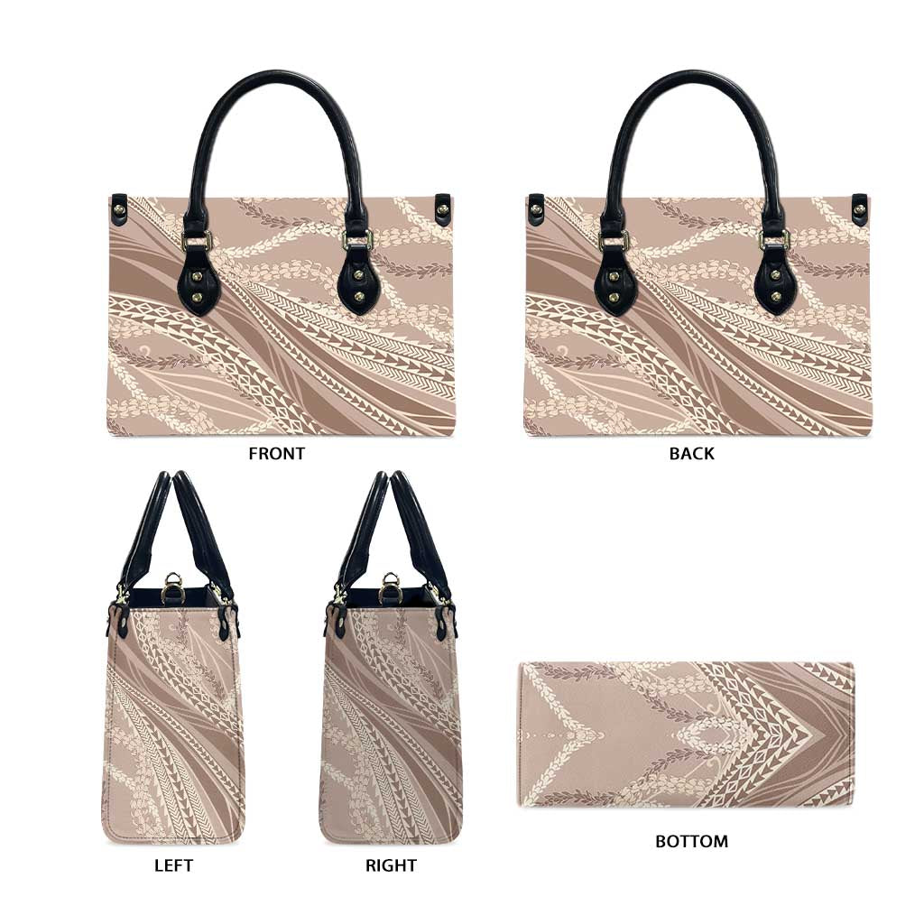 Polynesian Puakeniken Pikake Twisted Lei Leather Bag Beige - Polynesian Pride