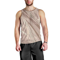 Polynesian Puakeniken Pikake Twisted Lei Men Tank Top Beige - Polynesian Pride