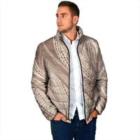 Polynesian Puakeniken Pikake Twisted Lei Padded Jacket Beige - Polynesian Pride