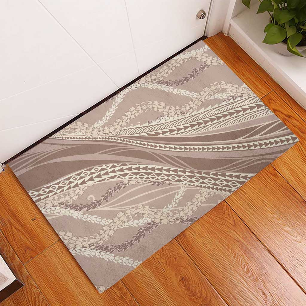 Polynesian Puakeniken Pikake Twisted Lei Rubber Doormat Beige - Polynesian Pride