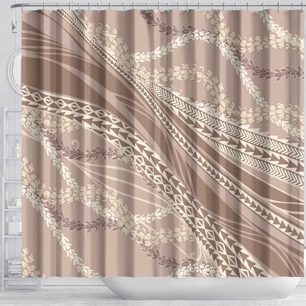 Polynesian Puakeniken Pikake Twisted Lei Shower Curtain Beige - Polynesian Pride