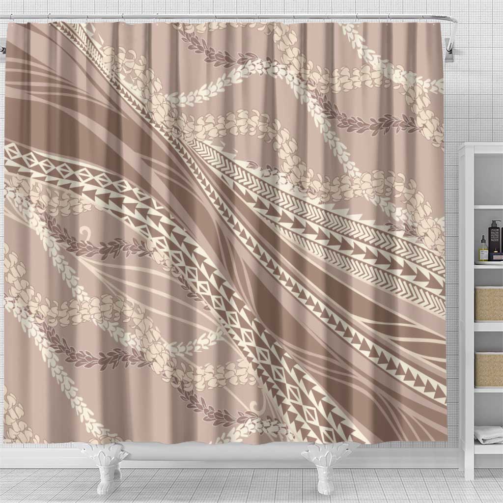 Polynesian Puakeniken Pikake Twisted Lei Shower Curtain Beige - Polynesian Pride