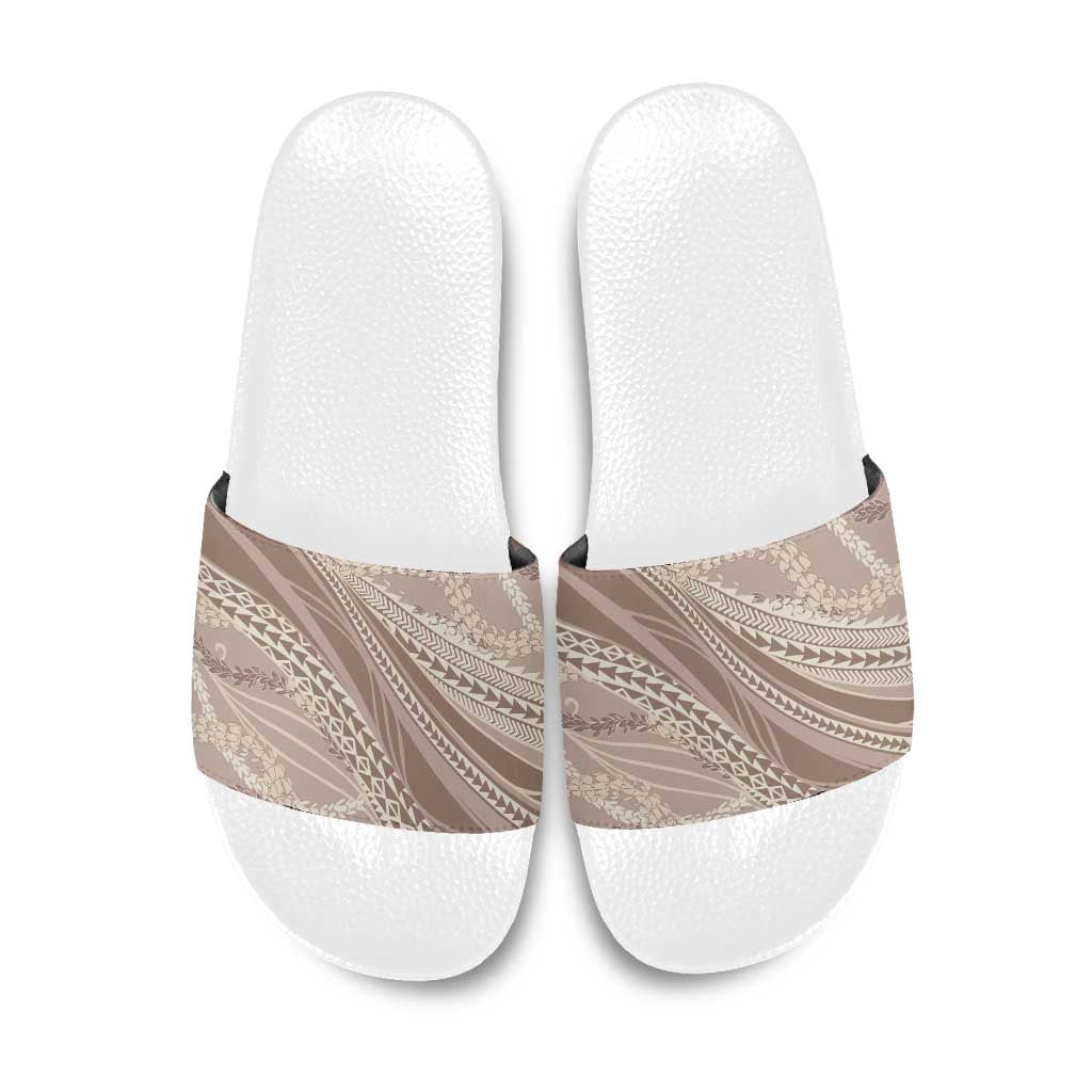 Polynesian Puakeniken Pikake Twisted Lei Slide Sandals Beige - Polynesian Pride