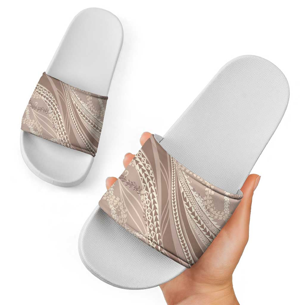 Polynesian Puakeniken Pikake Twisted Lei Slide Sandals Beige - Polynesian Pride