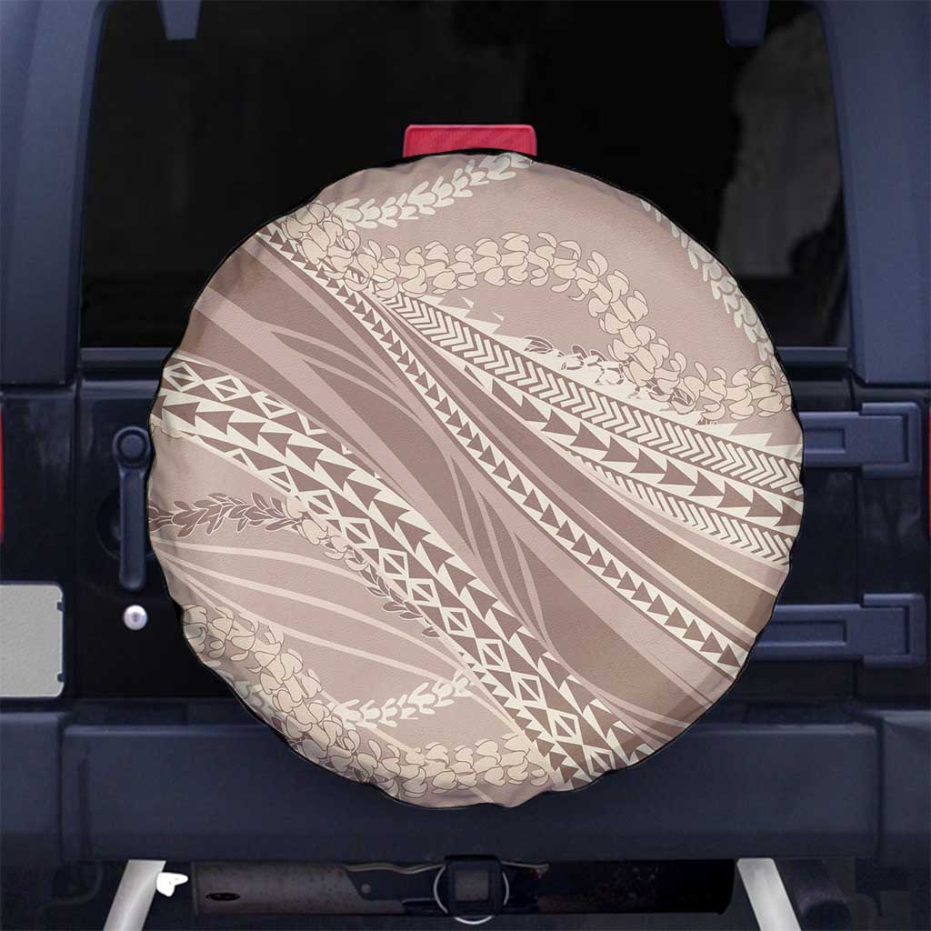 Polynesian Puakeniken Pikake Twisted Lei Spare Tire Cover Beige - Polynesian Pride