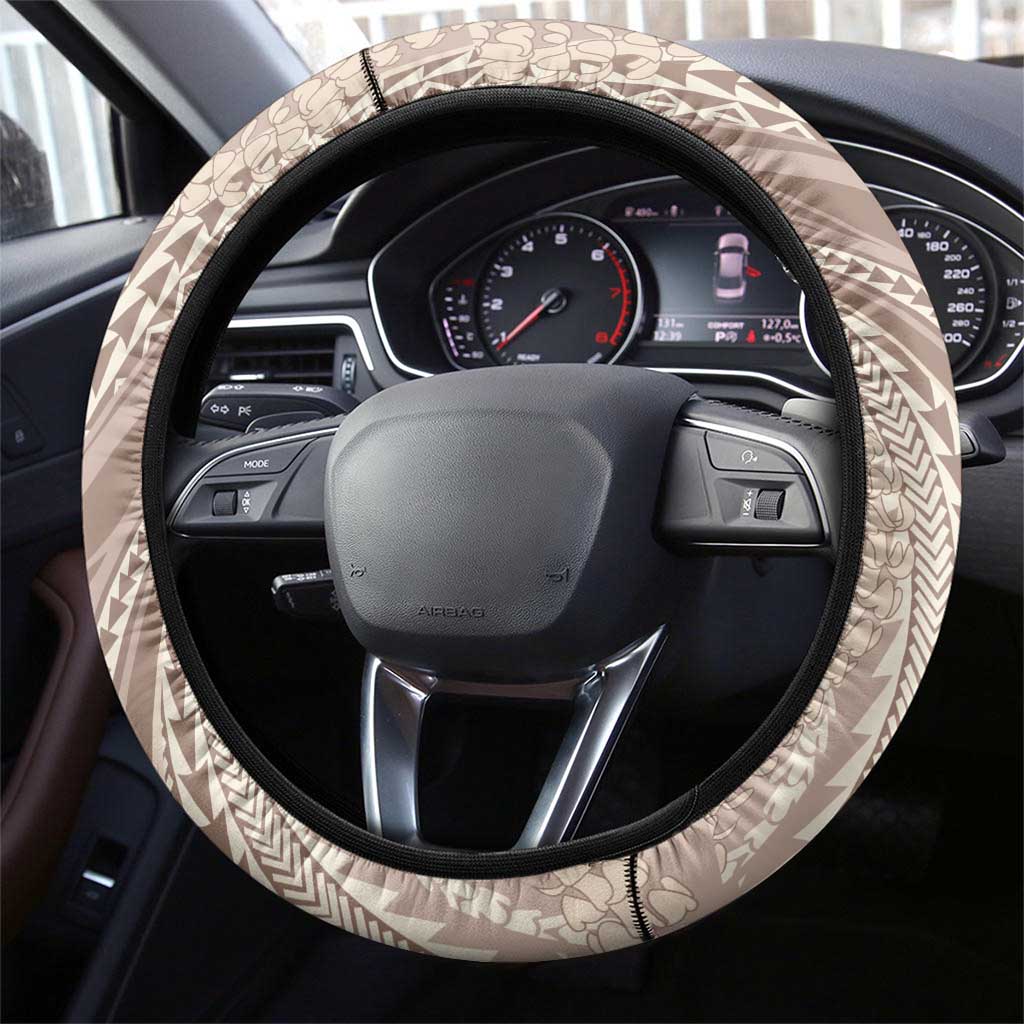 Polynesian Puakeniken Pikake Twisted Lei Steering Wheel Cover Beige - Polynesian Pride
