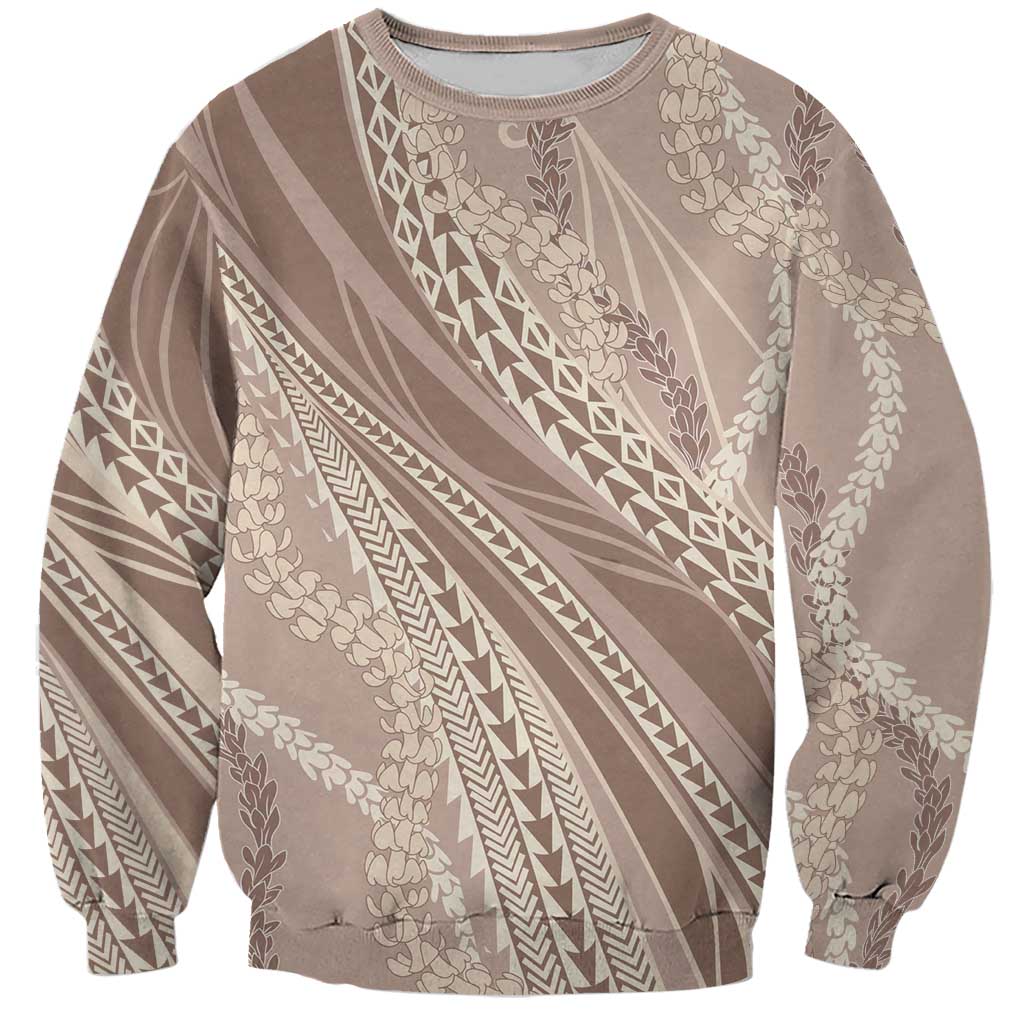 Polynesian Puakeniken Pikake Twisted Lei Sweatshirt Beige - Polynesian Pride