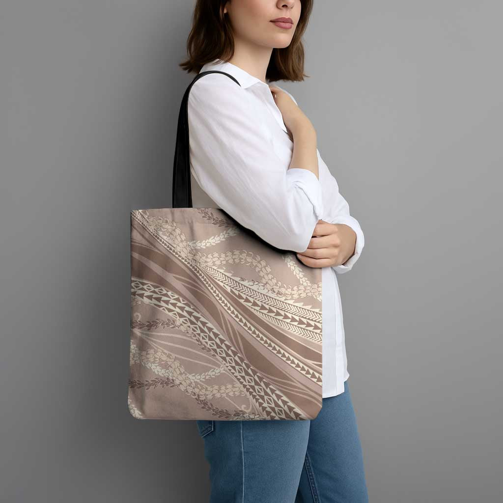 Polynesian Puakeniken Pikake Twisted Lei Tote Bag Beige - Polynesian Pride