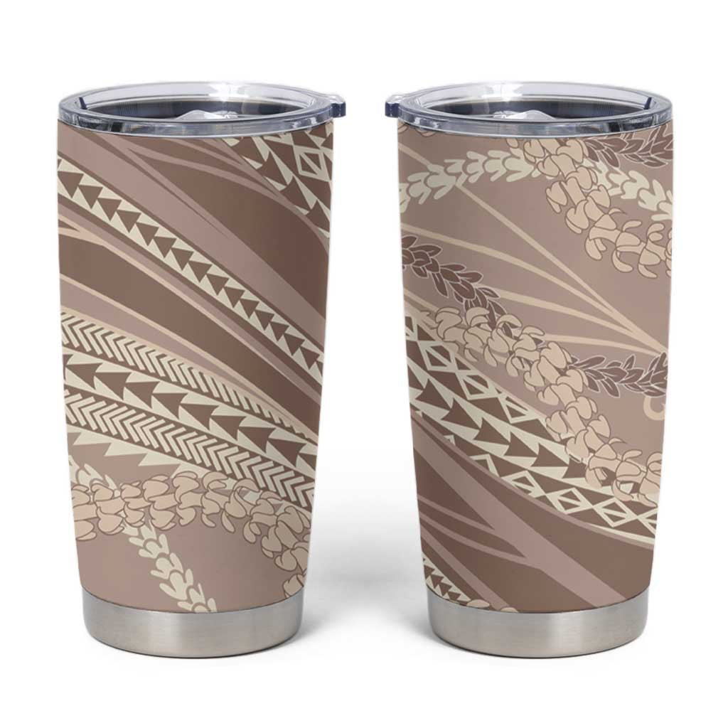 Polynesian Puakeniken Pikake Twisted Lei Tumbler Cup Beige - Polynesian Pride