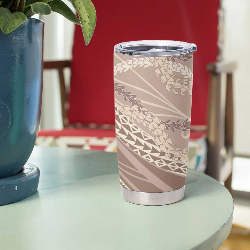 Polynesian Puakeniken Pikake Twisted Lei Tumbler Cup Beige - Polynesian Pride