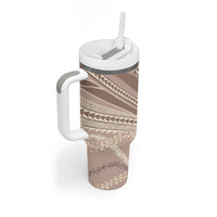 Polynesian Puakeniken Pikake Twisted Lei Tumbler With Handle Beige - Polynesian Pride