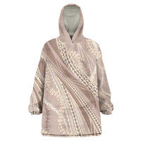 Polynesian Puakeniken Pikake Twisted Lei Wearable Blanket Hoodie Beige - Polynesian Pride