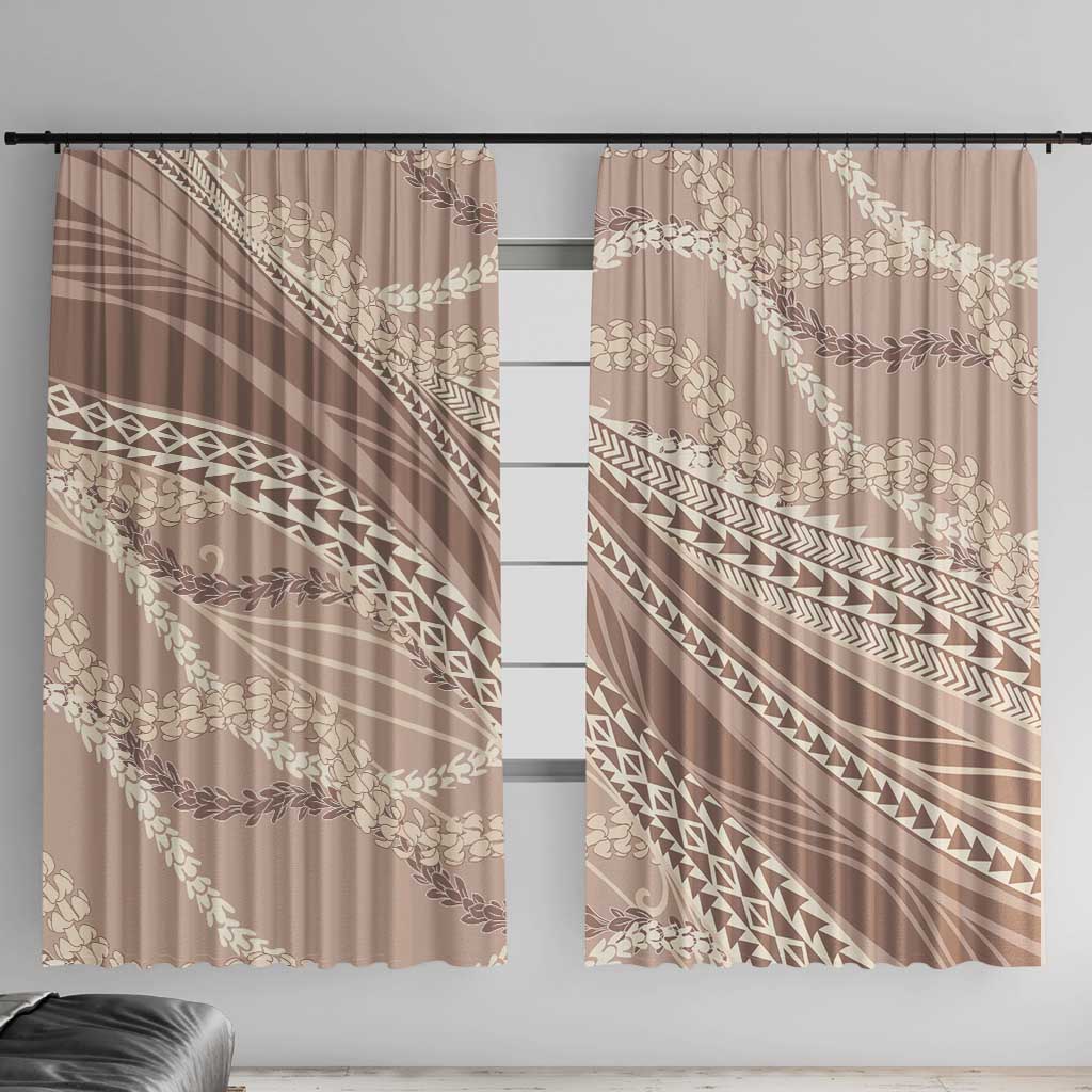 Polynesian Puakeniken Pikake Twisted Lei Window Curtain Beige - Polynesian Pride