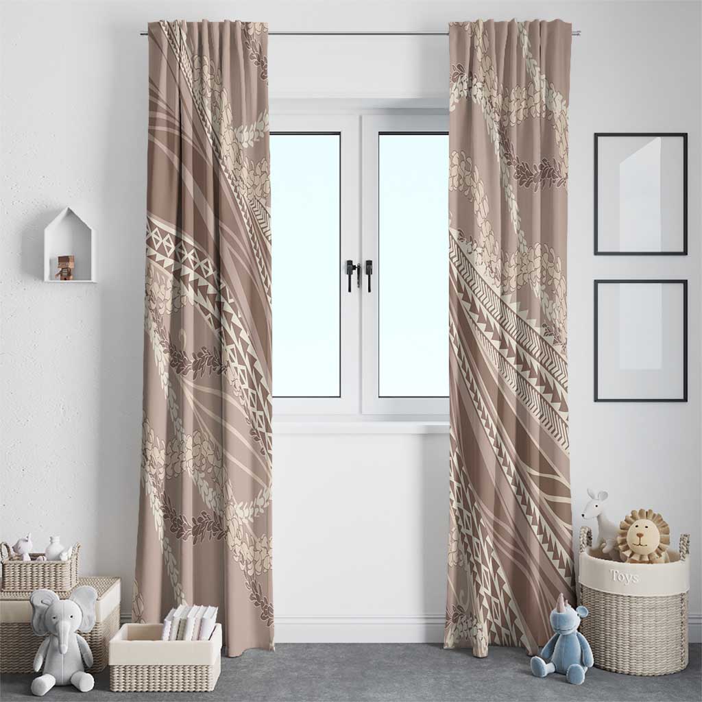 Polynesian Puakeniken Pikake Twisted Lei Window Curtain Beige - Polynesian Pride