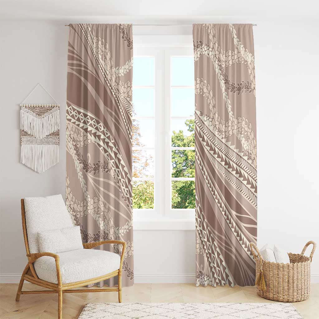 Polynesian Puakeniken Pikake Twisted Lei Window Curtain Beige - Polynesian Pride