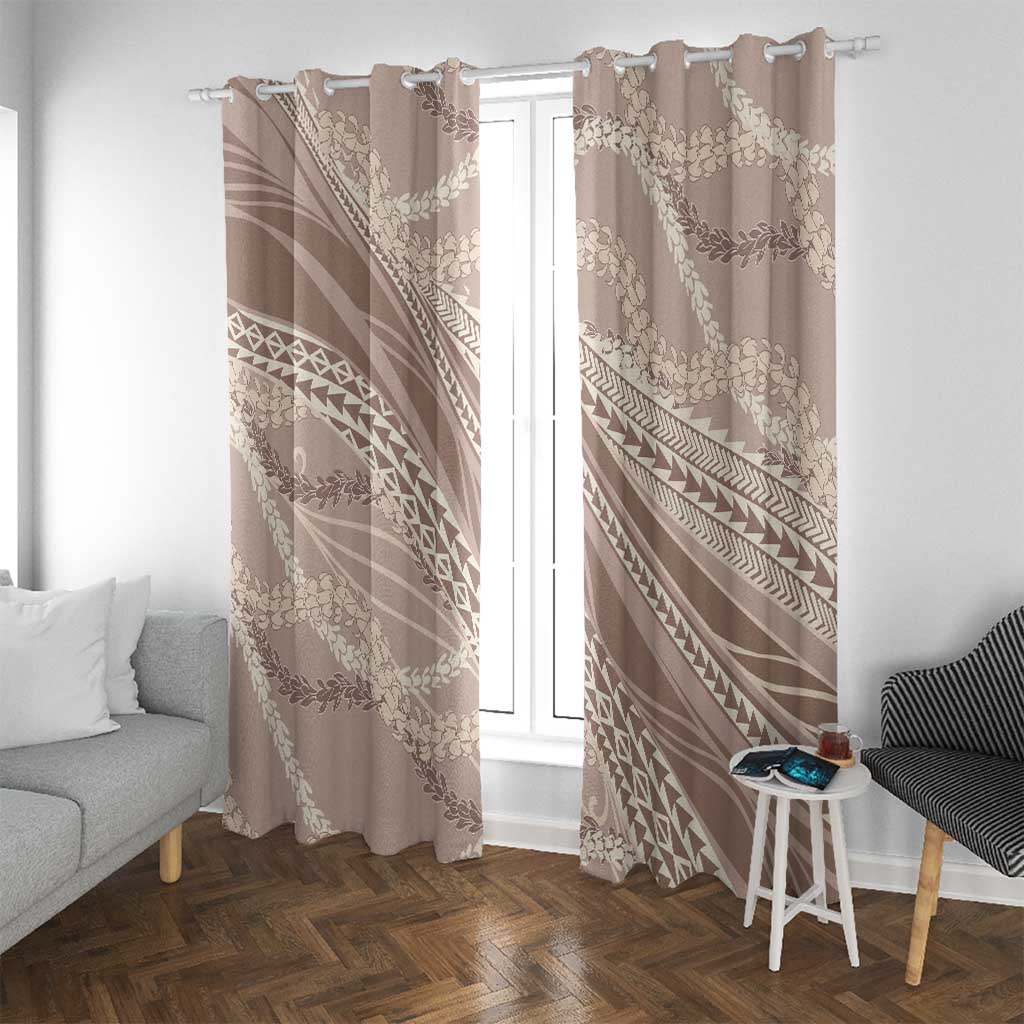 Polynesian Puakeniken Pikake Twisted Lei Window Curtain Beige - Polynesian Pride