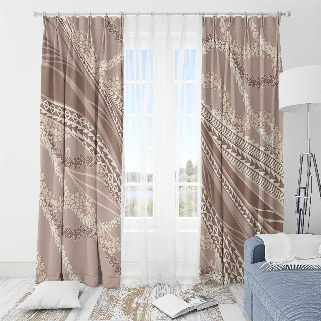 Polynesian Puakeniken Pikake Twisted Lei Window Curtain Beige - Polynesian Pride