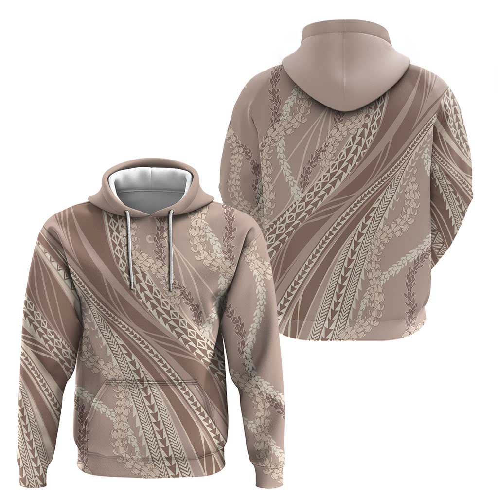 Polynesian Puakeniken Pikake Twisted Lei Zip Hoodie Beige - Polynesian Pride