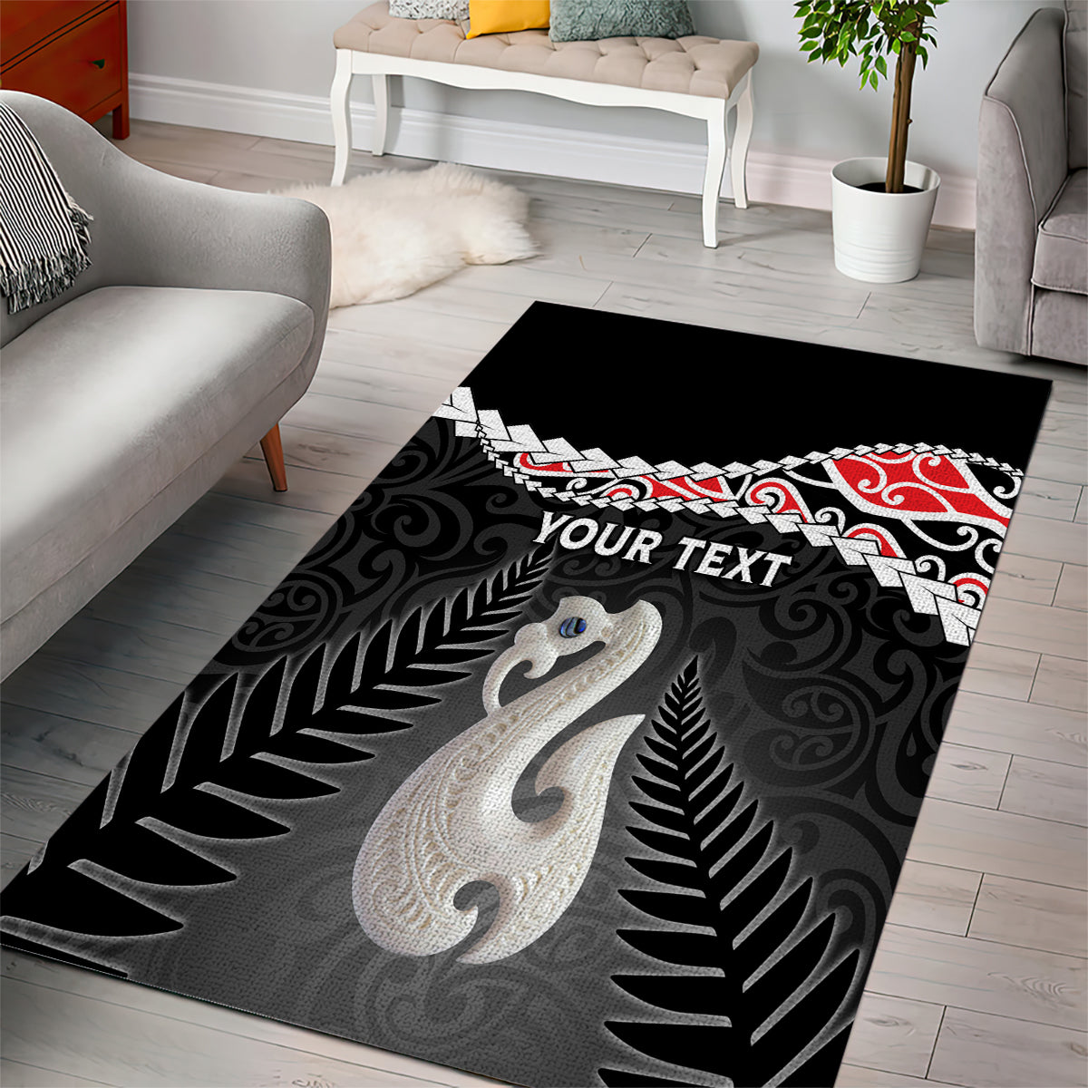 Personalised New Zealand Maori Area Rug Manaia Mix Koru LT7 - Polynesian Pride