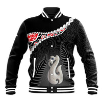 Personalised New Zealand Maori Baseball Jacket Manaia Mix Koru LT7 Unisex Black - Polynesian Pride