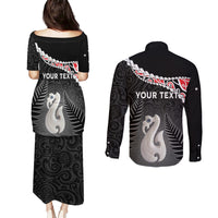 Personalised New Zealand Maori Couples Matching Puletasi and Long Sleeve Button Shirt Manaia Mix Koru LT7 - Polynesian Pride