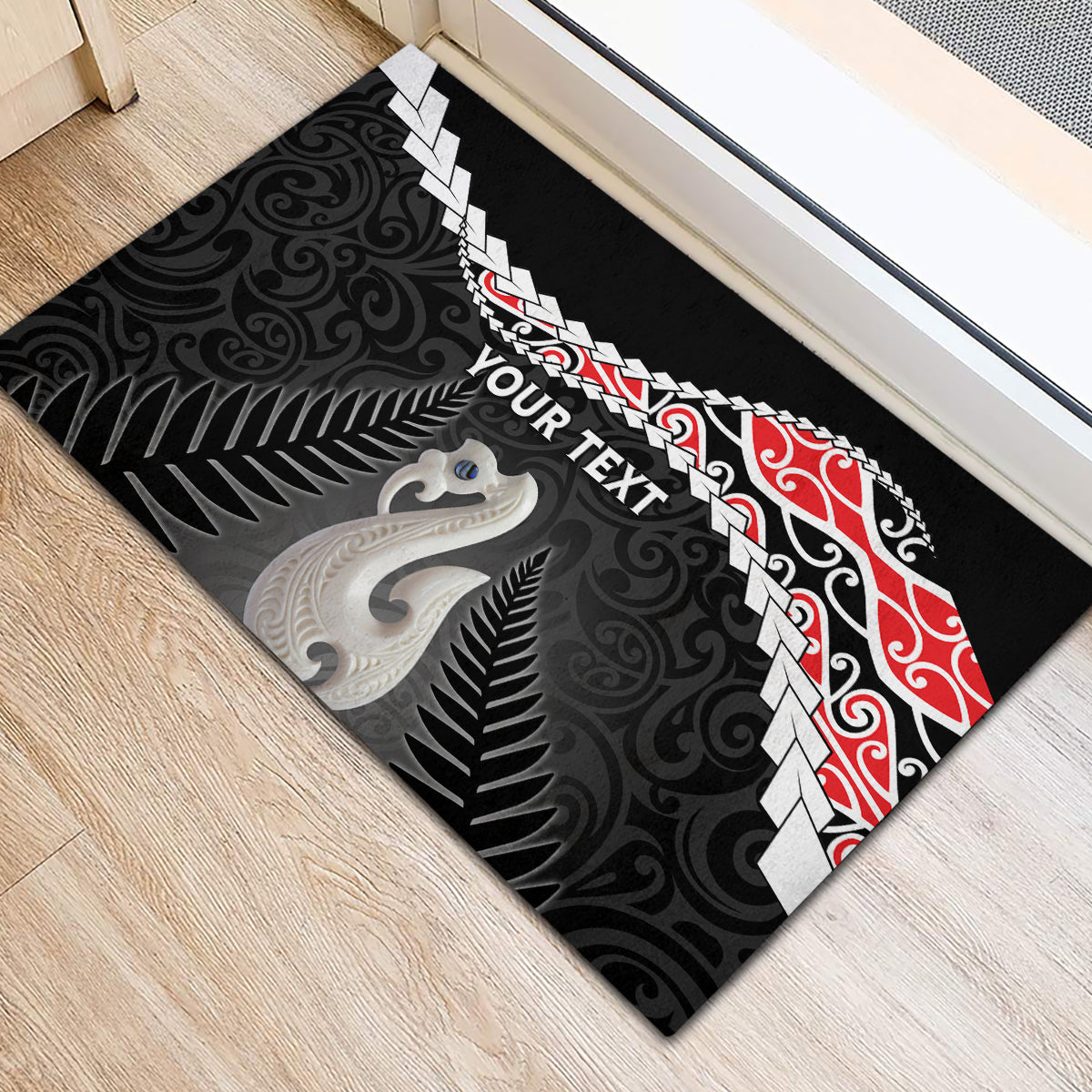 Personalised New Zealand Maori Rubber Doormat Manaia Mix Koru LT7 - Polynesian Pride