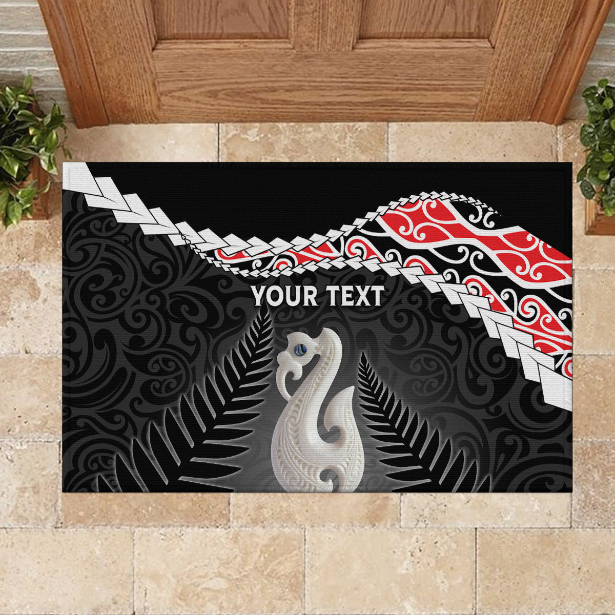 Personalised New Zealand Maori Rubber Doormat Manaia Mix Koru LT7 - Polynesian Pride