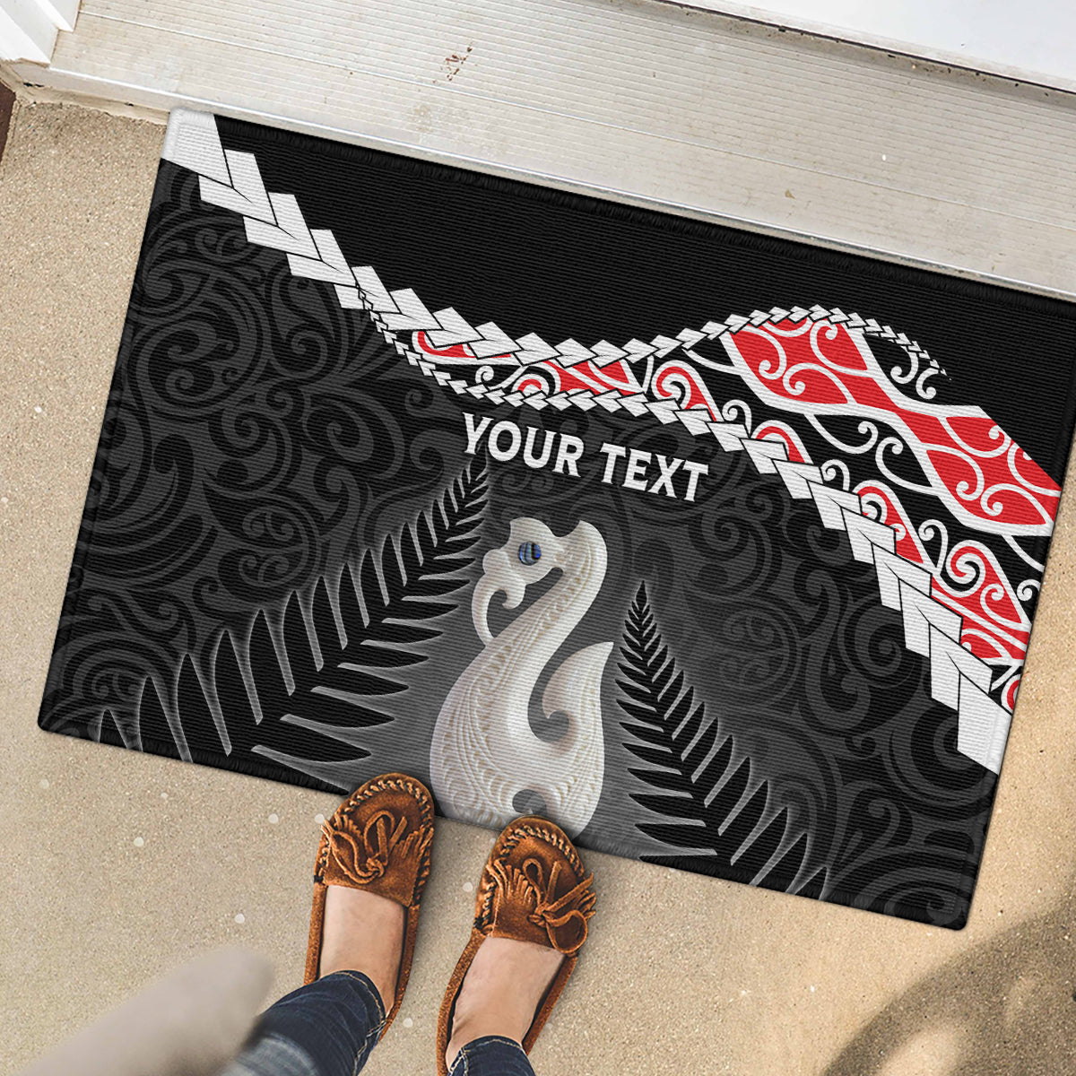 Personalised New Zealand Maori Rubber Doormat Manaia Mix Koru LT7 - Polynesian Pride