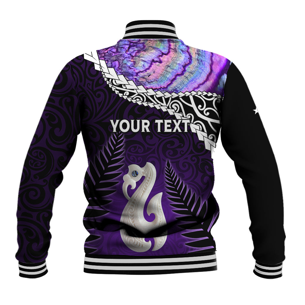 Personalised New Zealand Maori Baseball Jacket Manaia Paua Shell Purple LT7 - Polynesian Pride