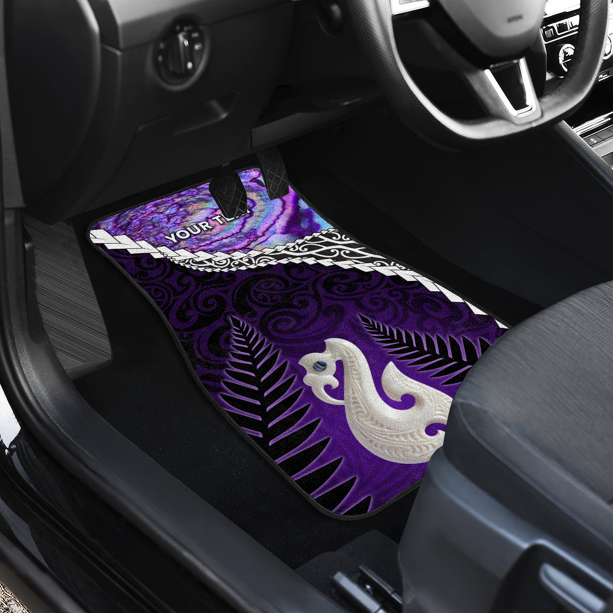 Personalised New Zealand Maori Car Mats Manaia Paua Shell Purple LT7 - Polynesian Pride