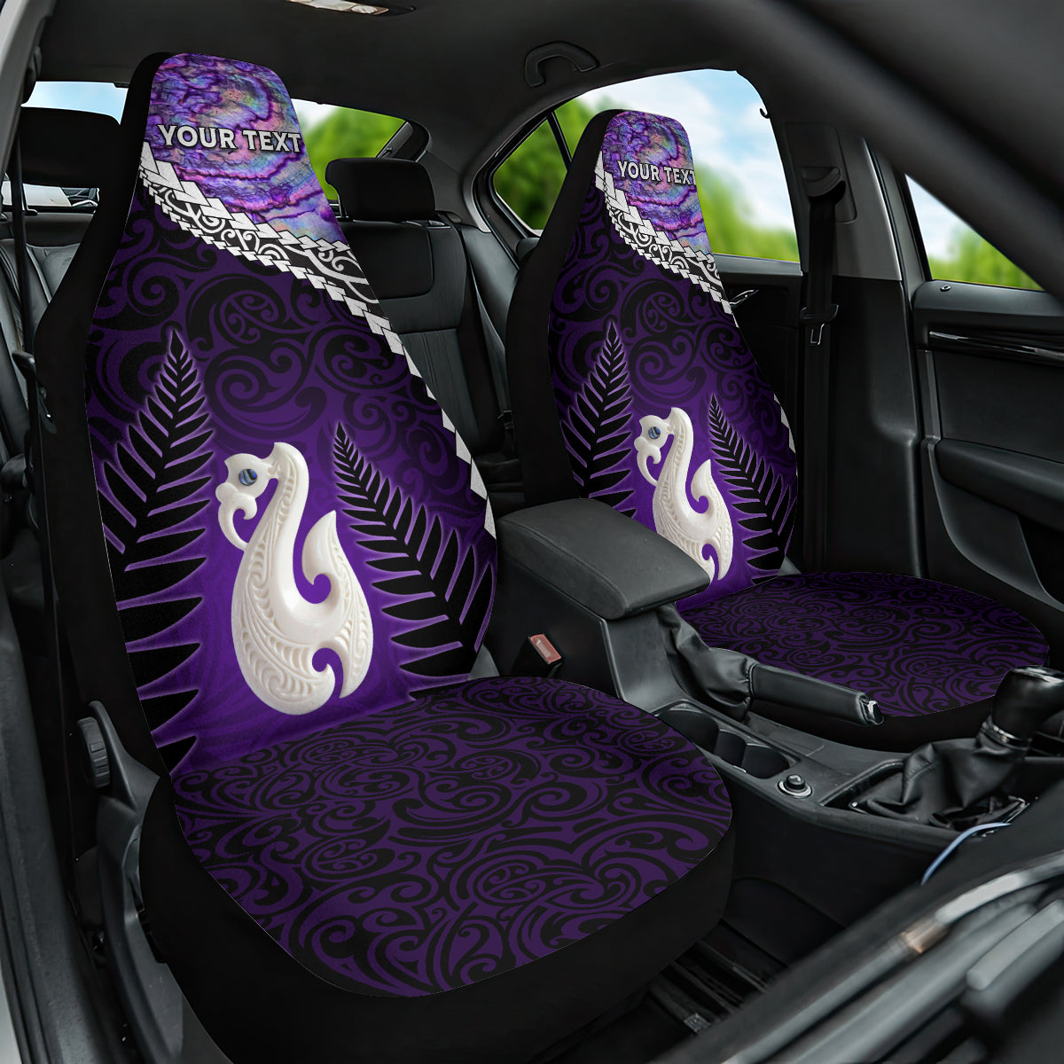 Personalised New Zealand Maori Car Seat Cover Manaia Paua Shell Purple LT7 One Size Purple - Polynesian Pride