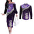 Personalised New Zealand Maori Couples Matching Off The Shoulder Long Sleeve Dress and Long Sleeve Button Shirt Manaia Paua Shell Purple LT7 Purple - Polynesian Pride