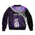Personalised New Zealand Maori Sleeve Zip Bomber Jacket Manaia Paua Shell Purple LT7 - Polynesian Pride