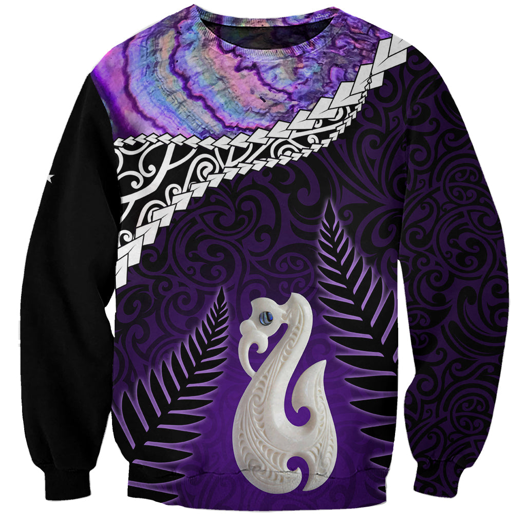 Personalised New Zealand Maori Sweatshirt Manaia Paua Shell Purple LT7 Unisex Purple - Polynesian Pride