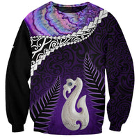 Personalised New Zealand Maori Sweatshirt Manaia Paua Shell Purple LT7 Unisex Purple - Polynesian Pride