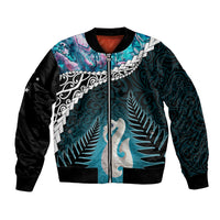 Personalised New Zealand Maori Bomber Jacket Manaia Paua Shell Turquoise LT7 Unisex Turquoise - Polynesian Pride