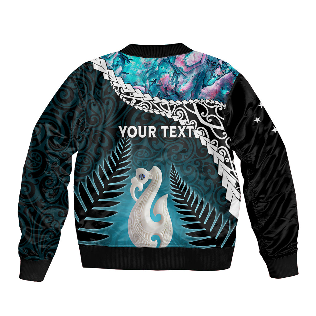 Personalised New Zealand Maori Bomber Jacket Manaia Paua Shell Turquoise LT7 - Polynesian Pride
