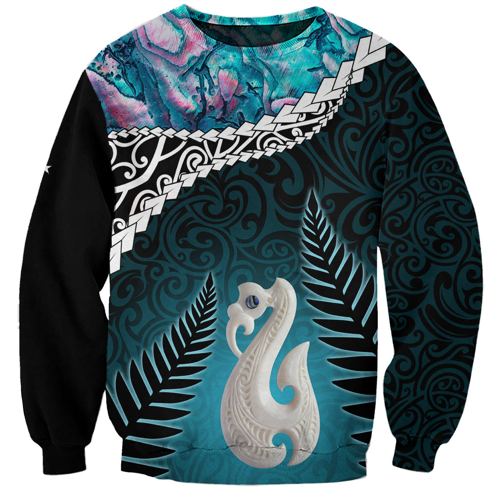 Personalised New Zealand Maori Sweatshirt Manaia Paua Shell Turquoise LT7 Unisex Turquoise - Polynesian Pride