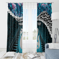 Personalised New Zealand Maori Window Curtain Manaia Paua Shell Turquoise LT7 - Polynesian Pride