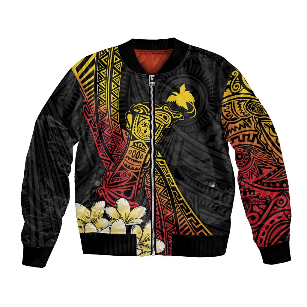 Personalized Papua New Guinea Bomber Jacket Kundu Drum Carving Motifs LT7 Unisex Black - Polynesian Pride