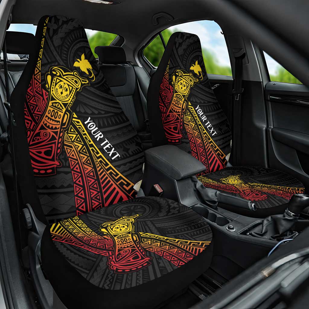 Personalized Papua New Guinea Car Seat Cover Kundu Drum Carving Motifs LT7 One Size Black - Polynesian Pride