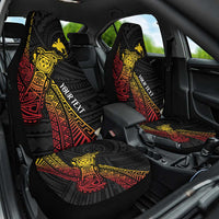 Personalized Papua New Guinea Car Seat Cover Kundu Drum Carving Motifs LT7 One Size Black - Polynesian Pride