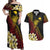 Personalized Papua New Guinea Couples Matching Off Shoulder Maxi Dress and Hawaiian Shirt Kundu Drum Carving Motifs