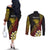Personalized Papua New Guinea Couples Matching Off The Shoulder Long Sleeve Dress and Long Sleeve Button Shirt Kundu Drum Carving Motifs