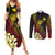 Personalized Papua New Guinea Couples Matching Summer Maxi Dress and Long Sleeve Button Shirt Kundu Drum Carving Motifs