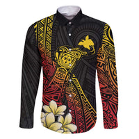 Personalized Papua New Guinea Family Matching Off Shoulder Short Dress and Hawaiian Shirt Kundu Drum Carving Motifs LT7 Dad's Shirt - Long Sleeve Black - Polynesian Pride