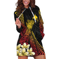 Personalized Papua New Guinea Hoodie Dress Kundu Drum Carving Motifs LT7 Black - Polynesian Pride