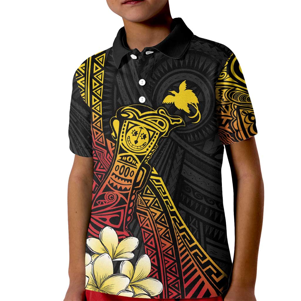 Personalized Papua New Guinea Kid Polo Shirt Kundu Drum Carving Motifs LT7 Kid Black - Polynesian Pride