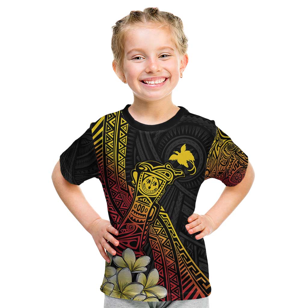 Personalized Papua New Guinea Kid T Shirt Kundu Drum Carving Motifs LT7 Black - Polynesian Pride